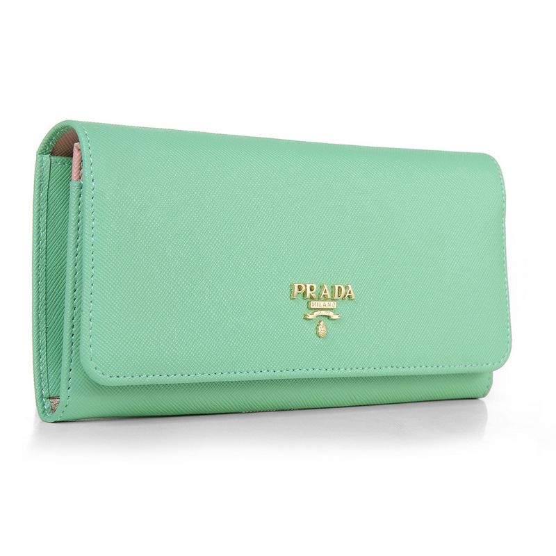 Knockoff Prada Real Leather Wallet 1137 light green
